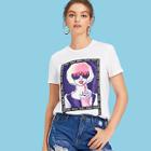 Shein Figure Print Short Sleeve Top
