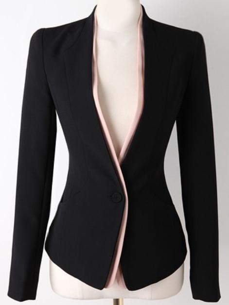 Shein Black Long Sleeve Single Button Slim Blazer