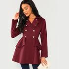 Shein Double Breasted Collar Neck Solid Coat
