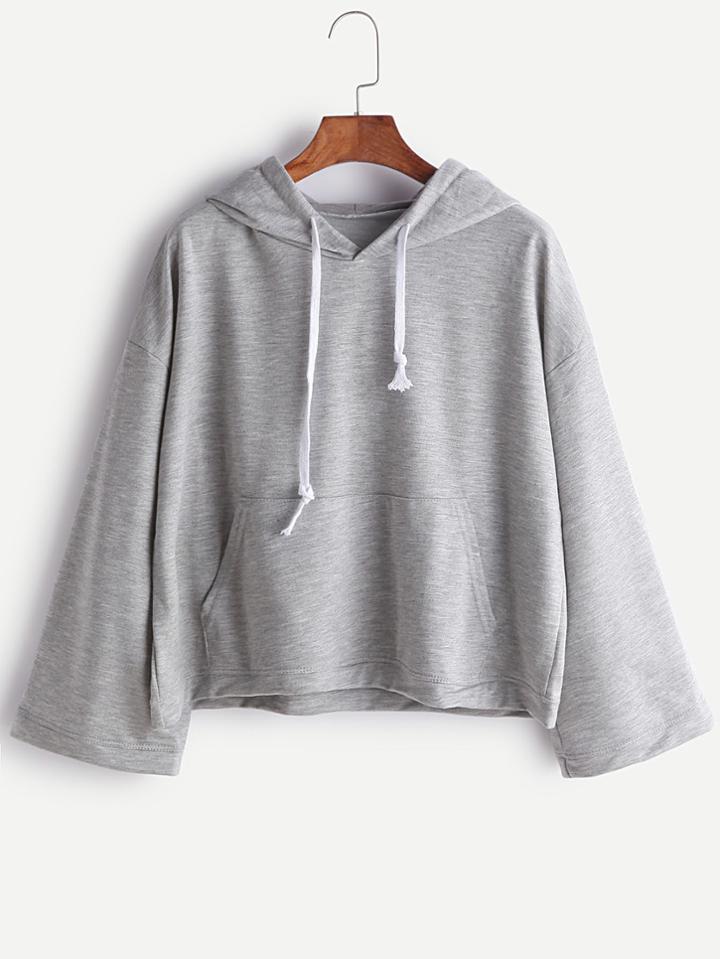 Shein Heather Grey Hooded Drop Shoulder T-shirt