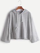 Shein Heather Grey Hooded Drop Shoulder T-shirt