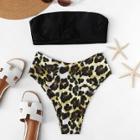 Shein Leopard Bandeau Bikini Set