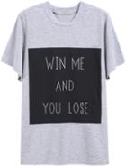 Shein Grey Short Sleeve Letters Print Loose T-shirt
