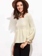 Shein Apricot Lantern Sleeve Babydoll Sweater