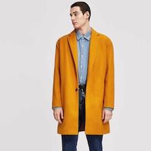 Shein Men Button & Pocket Notch Neck Solid Coat