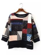 Shein Colour Round Neck Geometric Print Sweatshirt
