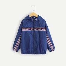 Shein Girls Letter Tape Hooded Windbreaker Jacket