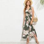 Shein All Over Florals Overlap Jumpsuit