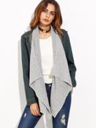 Shein Blue Denim Jacket With Detachable Waterfall Collar