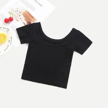 Shein Girls Plain Crop Tee