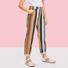 Shein Girls Slant Pocket Striped Pants