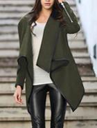 Shein Turtleneck Zipper Asymmetrical Army Green Coat