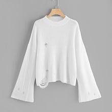 Shein Plus Trumpet Sleeve Ripped Jumper