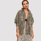 Shein Leopard Print Zip Up Coat