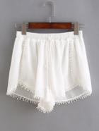 Shein Tassel Tie Crochet Trim Tulip Hem Shorts