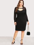 Shein Cut Out Front Mesh Contrast Dress