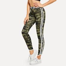 Shein Lettering Waistband Camouflage Leggings