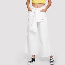 Shein Wide Leg Jeans With Sleeve Tie