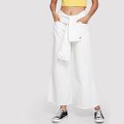 Shein Wide Leg Jeans With Sleeve Tie