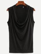 Shein Black Cowl Neck Sleeveless Shirt