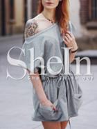 Shein Grey Short Sleeve Drawstring Playsuit