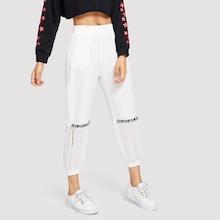Shein Letter Print Tape Split Pants