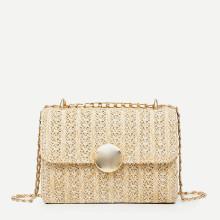 Shein Straw Crossbody Chain Bag