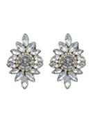 Shein White Vintage Rhinestone Flower Earrings