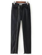 Shein Zipper Up Frayed Edge Jeans