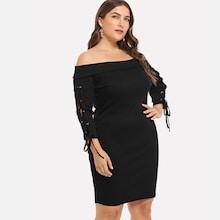 Shein Plus Off Shoulder Lace Up Dress