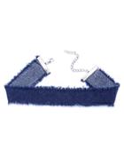 Shein Blue Raw Trim Denim Choker