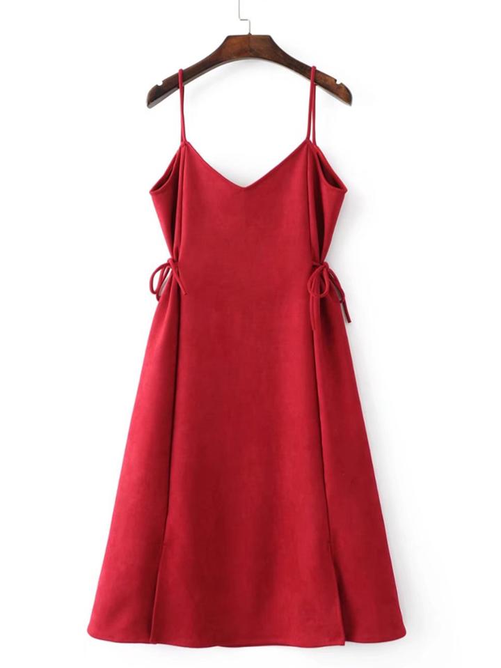 Shein Tie Side Cami Suede Dress