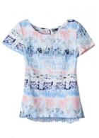 Rosewe Trendy Short Sleeve Print Design Woman Chiffon T Shirt