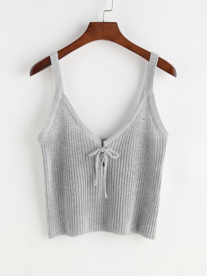 Shein Tie Front Knit Cami Top
