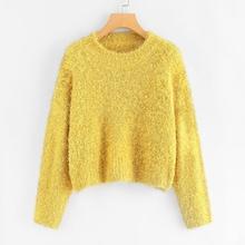 Shein Solid Fuzzy Sweater