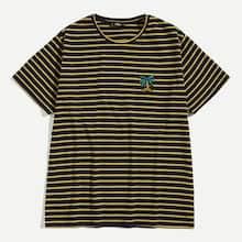 Shein Men Embroidered Detail Striped Tee