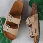 Shein Buckle Strap Cork Footbed Flatform Sandal Taupe