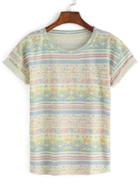 Shein Geometric Print Cuffed T-shirt
