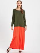 Shein Color Block Drop Shoulder Full Length Kaftan Dress