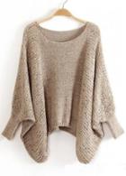 Rosewe Spring Essential Women Round Neck Khaki Pullovers Sweater