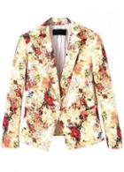 Rosewe Charming Long Sleeve Turndown Collar Flower Printed Blazer