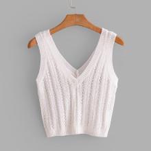 Shein Double V Neckline Open-knit Top