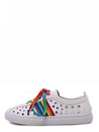 Shein White Round Toe Lace-up Hollow Flats