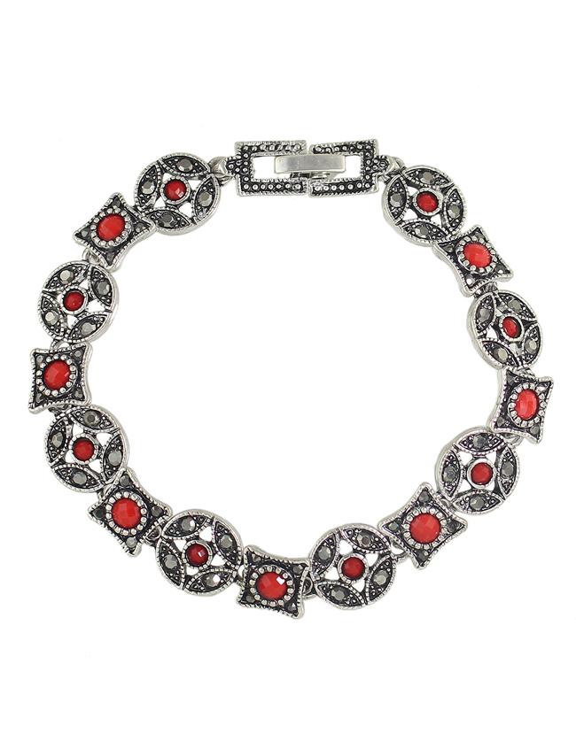 Shein Red Imitation Gemstone Wrap Bracelet