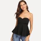 Shein Sweetheart Wrap Front Bandeau Peplum Top