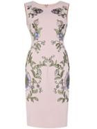 Shein Pink Flowers Embroidered Sheath Dress