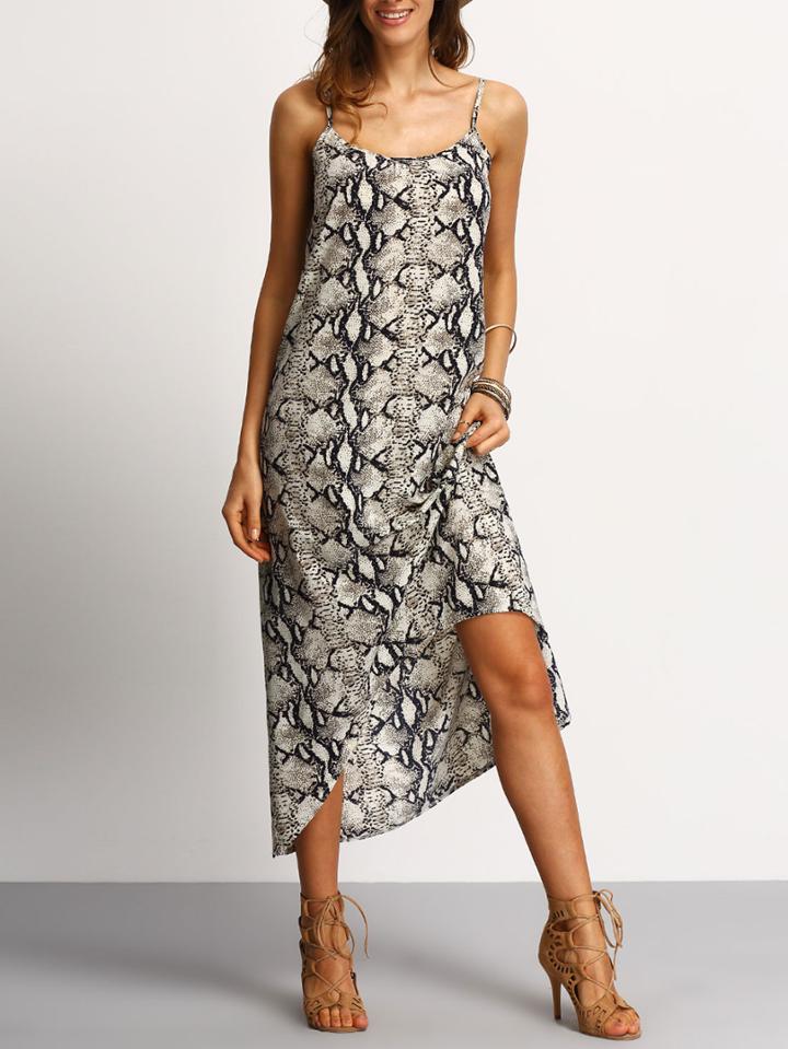 Shein Spaghetti Strap Serpentine High Low Dress
