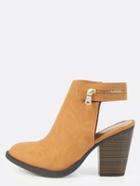 Shein Backless Chunky Heel Booties Tan
