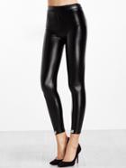 Shein Black Pu Leather Patches Leggings