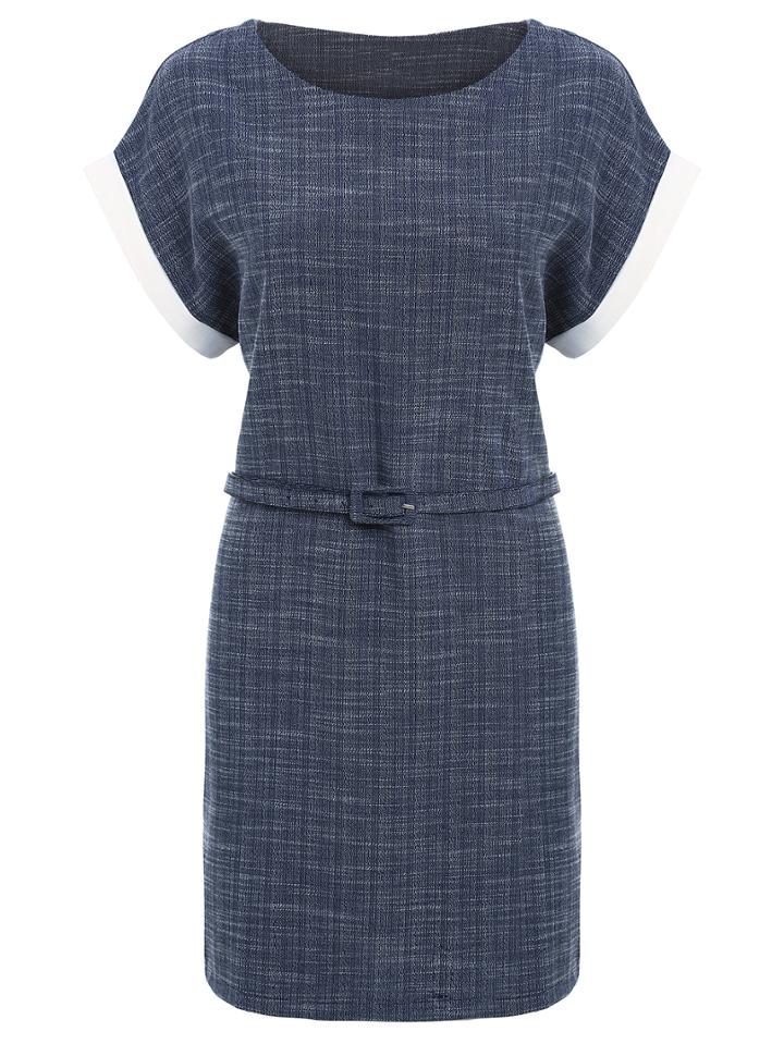 Shein Belted Contrast Rolled Sleeve Dress